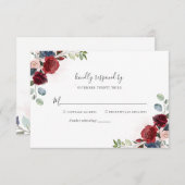 Modern Floral Burgundy Rustic Script Vrijgezellenf RSVP Kaartje (Voorkant / Achterkant)