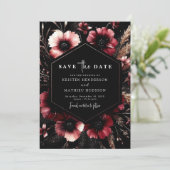 Modern Floral Burgundy Wedding Save The Date (Staand voorkant)