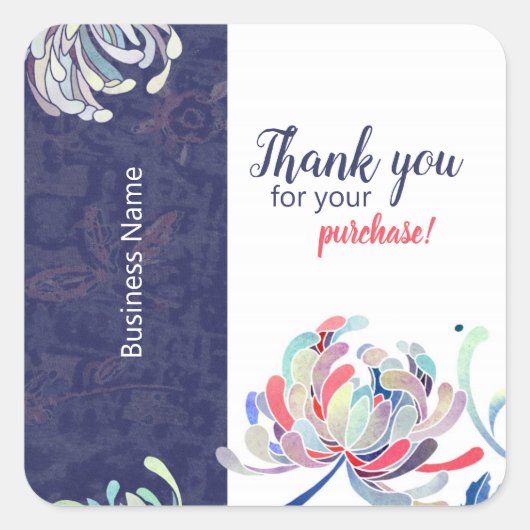 Modern Floral Business Hartelijk dank Vierkante Sticker (Voorkant)