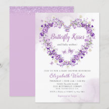 Modern Floral Butterfly Kisses Meisje Baby shower