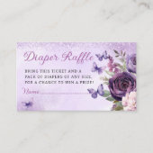 Modern Floral Butterfly Luier Raffle Baby shower Informatiekaartje (Voorkant)