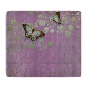Modern Floral Butterfly w Abstranct Flower Blossom Snijplank