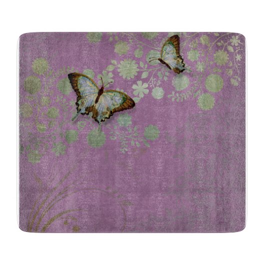 Modern Floral Butterfly w Abstranct Flower Blossom Snijplank (Voorkant)