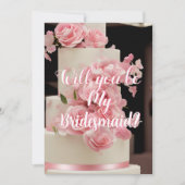 Modern Floral Cake Brides Maid Invitation Request Kaart (Voorkant)