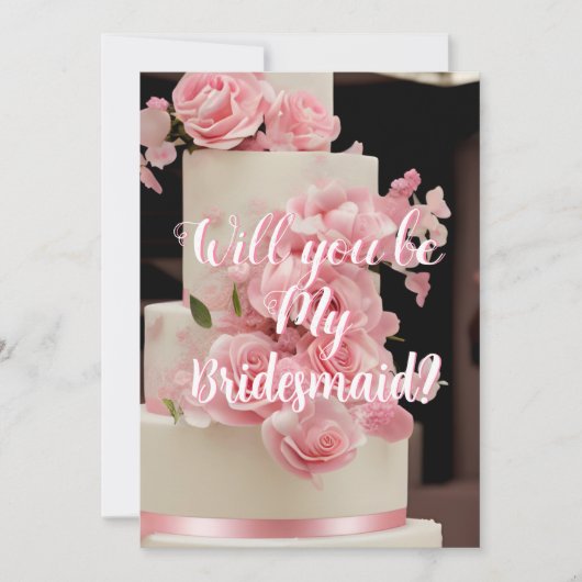Modern Floral Cake Brides Maid Invitation Request Kaart (Voorkant)
