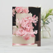 Modern Floral Cake Brides Maid Invitation Request Kaart (Staand voorkant)