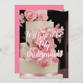 Modern Floral Cake Brides Maid Invitation Request Kaart (Voorkant / Achterkant)