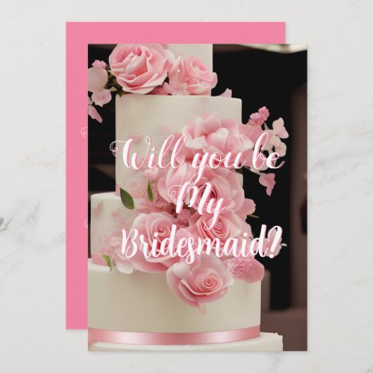 Modern Floral Cake Brides Maid Invitation Request Kaart (Voorkant / Achterkant)