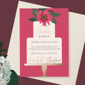 Modern Floral Cake Vrijgezellenfeest Gold Folie Uitnodiging