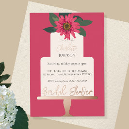 Modern Floral Cake Vrijgezellenfeest Gold Folie Uitnodiging