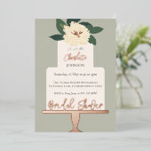 Modern Floral Cake Vrijgezellenfeest Gold Folie Uitnodiging (Staand Voorkant)