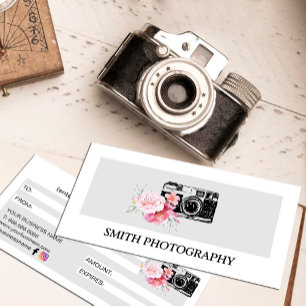 Modern Floral Camera Fotograaf Cadeaubon