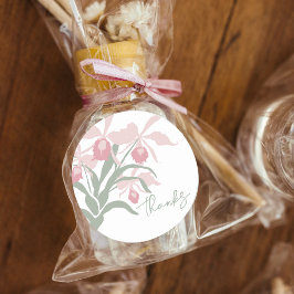 Modern floral Cattleya orchid dusty pink wedding Ronde Sticker