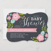 Modern Floral Chalkboard Baby shower Invitation Kaart (Voorkant)