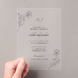 Modern Floral Chic Monogram Acryl Uitnodigingen