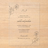 Modern Floral Chic Monogram Acryl Uitnodigingen (Voorkant)