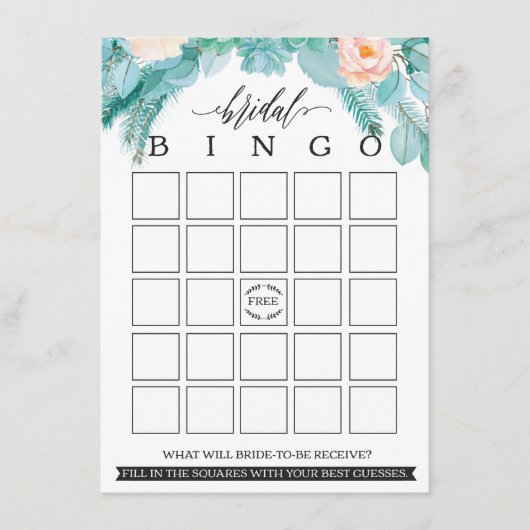 Modern Floral Chic Vrijgezellenfeest Bingo Informatiekaartje (Voorkant)