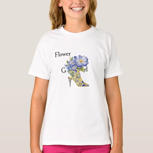 Modern Floral Chinoiserie High-Heel Bloemenmeisje T-shirt (Voorkant)