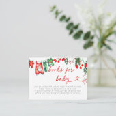 Modern Floral Christmas Baby shower Boeken voor Ba Informatiekaartje (Staand voorkant)