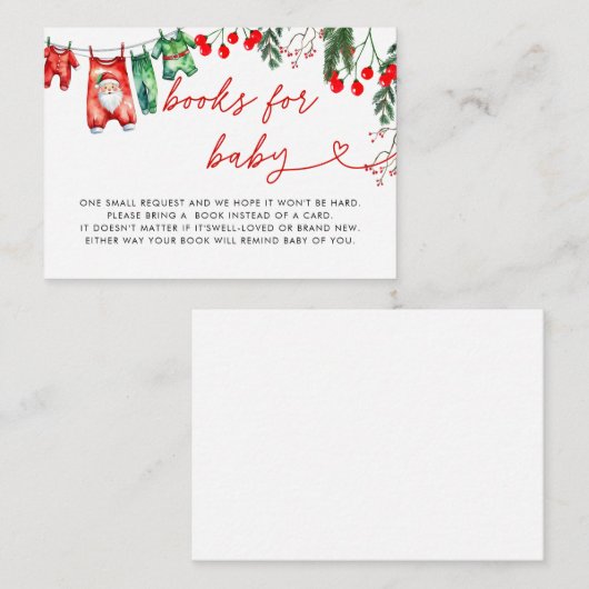 Modern Floral Christmas Baby shower Boeken voor Ba Informatiekaartje (Voorkant / Achterkant)