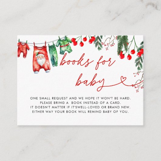 Modern Floral Christmas Baby shower Boeken voor Ba Informatiekaartje (Voorkant)