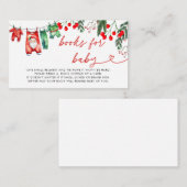 Modern Floral Christmas Baby shower Boeken voor Ba Informatiekaartje (Voorkant / Achterkant)