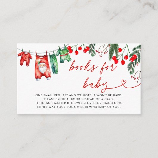 Modern Floral Christmas Baby shower Boeken voor Ba Informatiekaartje (Voorkant)