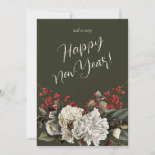 Modern Floral Christmas Elegant Script Family Name Feestdagenkaart (Achterkant)