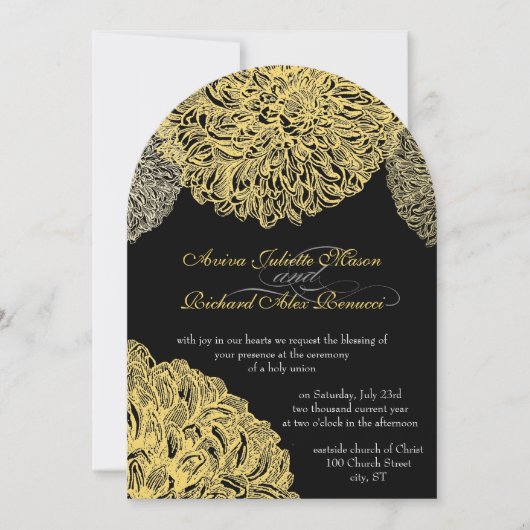  Modern Floral Chrysanthemum Geel Kaart (Voorkant)