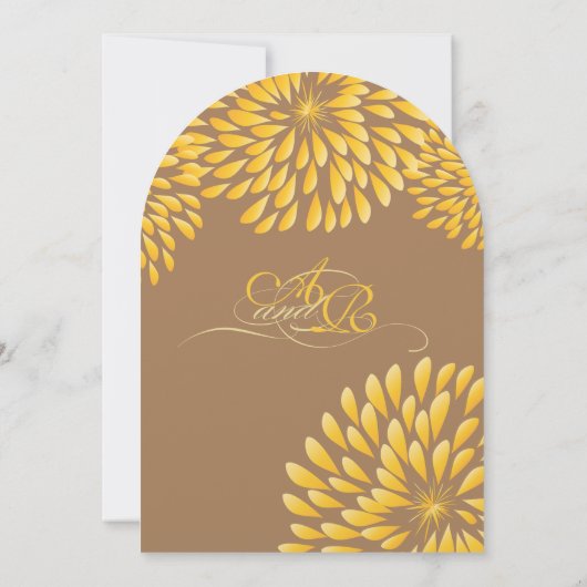 Modern Floral Chrysanthemum Grey and Yellow Kaart (Achterkant)