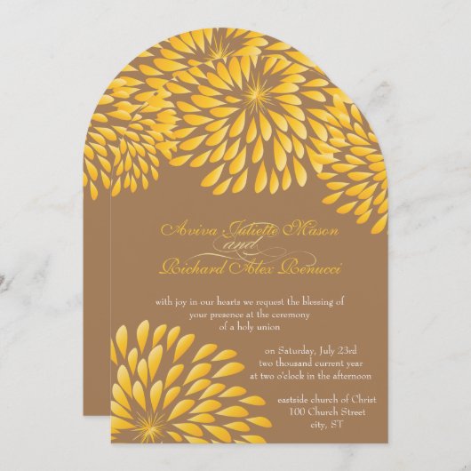 Modern Floral Chrysanthemum Grey and Yellow Kaart (Voorkant / Achterkant)