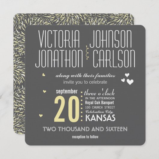 Modern Floral Chrysanthemum Grey and Yellow Kaart (Voorkant / Achterkant)