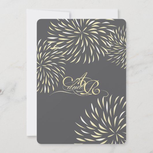 Modern Floral Chrysanthemum Grey and Yellow Kaart (Achterkant)