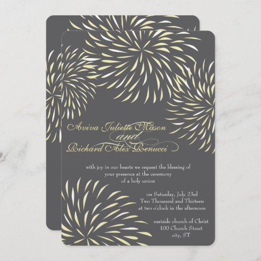 Modern Floral Chrysanthemum Grey and Yellow Kaart (Voorkant / Achterkant)