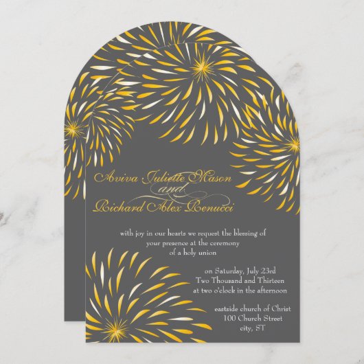 Modern Floral Chrysanthemum Grey and Yellow Kaart (Voorkant / Achterkant)