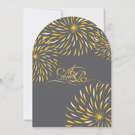 Modern Floral Chrysanthemum Grey and Yellow Kaart (Achterkant)