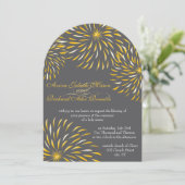 Modern Floral Chrysanthemum Grey and Yellow Kaart (Staand voorkant)