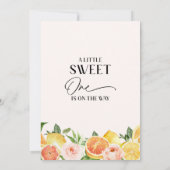 Modern Floral Citrus Lijst Sweet One Baby shower Kaart (Achterkant)