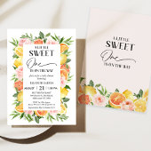 Modern Floral Citrus Lijst Sweet One Baby shower Kaart