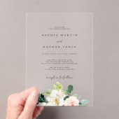 Modern Floral Clear Minimalist Wedding Acryl Uitnodigingen (Insitu (Draagbaar))