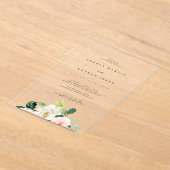 Modern Floral Clear Minimalist Wedding Acryl Uitnodigingen (Laagn)