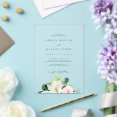 Modern Floral Clear Minimalist Wedding Acryl Uitnodigingen (Insitu (Huwelijk))