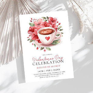 Modern Floral Coffee Valentijnse  Galentines Party Kaart