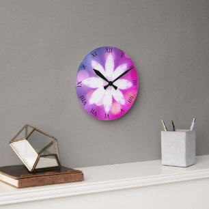 Modern Floral Colorful Pink Blue Ombre Ronde Klok