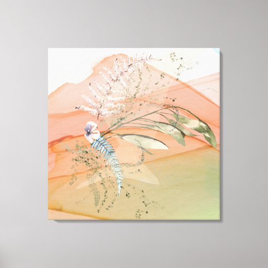 Modern Floral Coral en Aqua Canvas Afdruk (Voorkant)