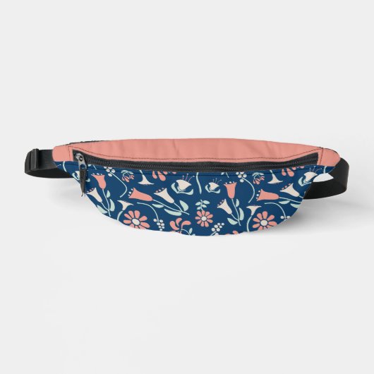Modern Floral Coral, Navy, Mint Green Patterned Heuptasje (Voorkant)