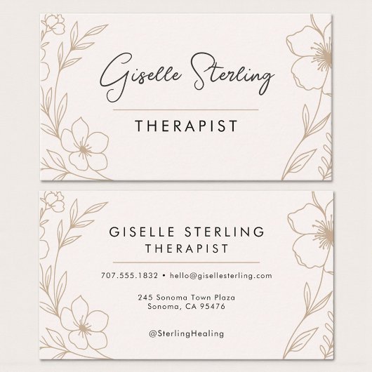 Modern Floral Counseling Professional Visitekaartje