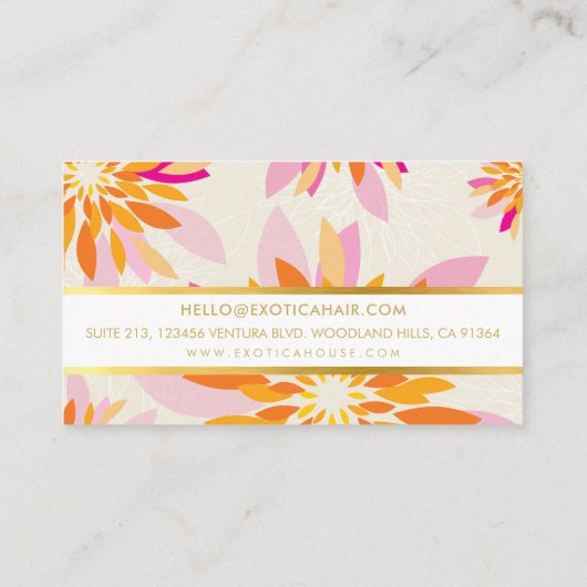 MODERN FLORAL creative flower sinaasappel roze Visitekaartje (Achterkant)