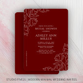 Modern Floral Crimson Red Wedding Vrijgezellenfees Kaart