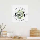 Modern Floral Cross Christelijke Bijbelse Verse Poster (Keuken)